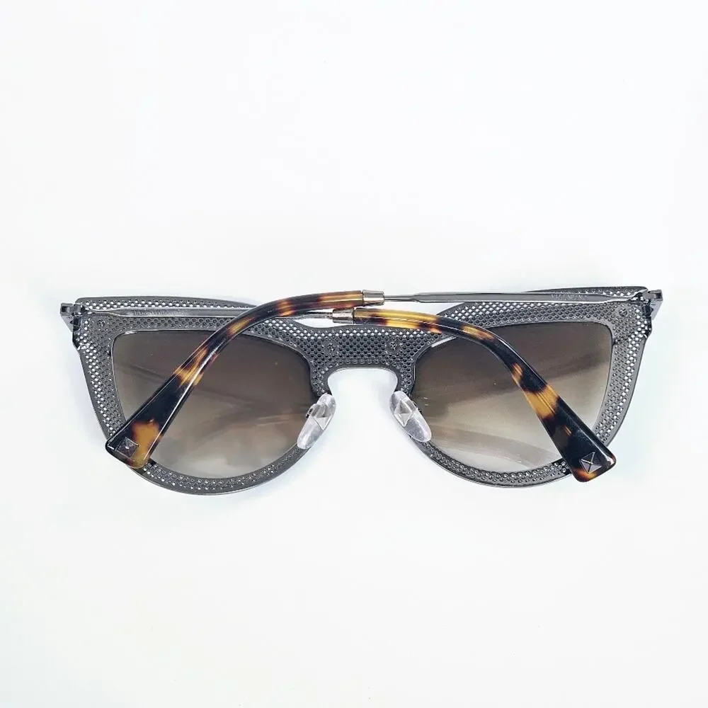 Valentino Gunmetal Cat Eye Sunglasses w/ Gold Gradient Lenses‎